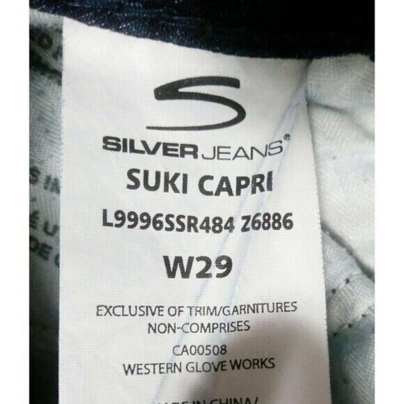 Silver Jeans Suki Capri Womens Size 29 Mid Rise Straight Dark Wash Cropped - Picture 3 of 5